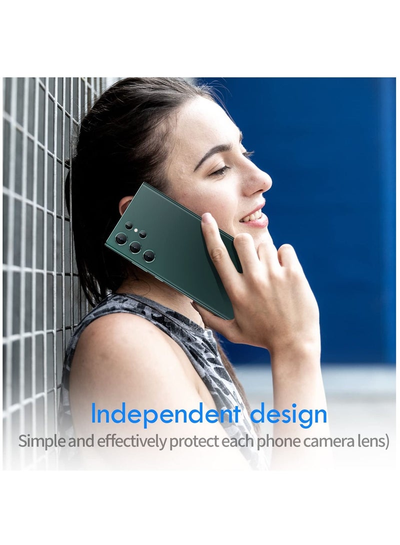 BORTONY Galaxy S22 Ultra Camera Lens Protector 3+2PCS 9H Tempered Glass Camera Protection Cover with Metal Individual Ring for Samsung Galaxy S22 Ultra 5G - Image 3