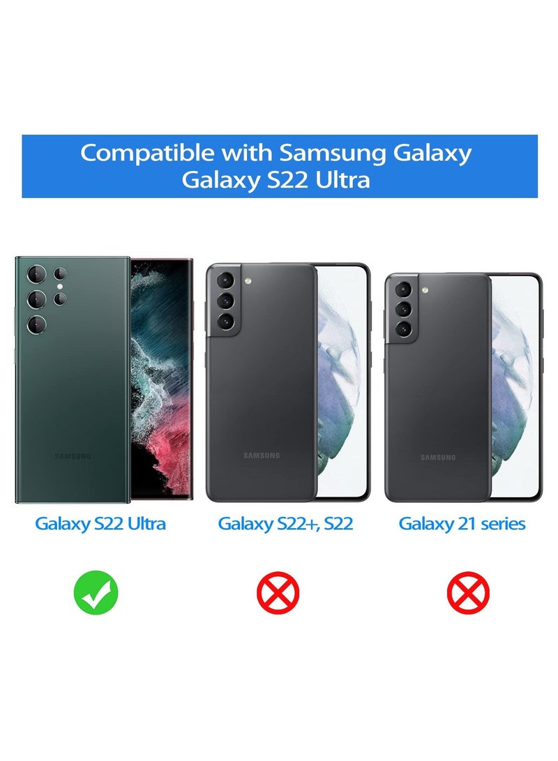 BORTONY Galaxy S22 Ultra Camera Lens Protector 3+2PCS 9H Tempered Glass Camera Protection Cover with Metal Individual Ring for Samsung Galaxy S22 Ultra 5G - Image 2