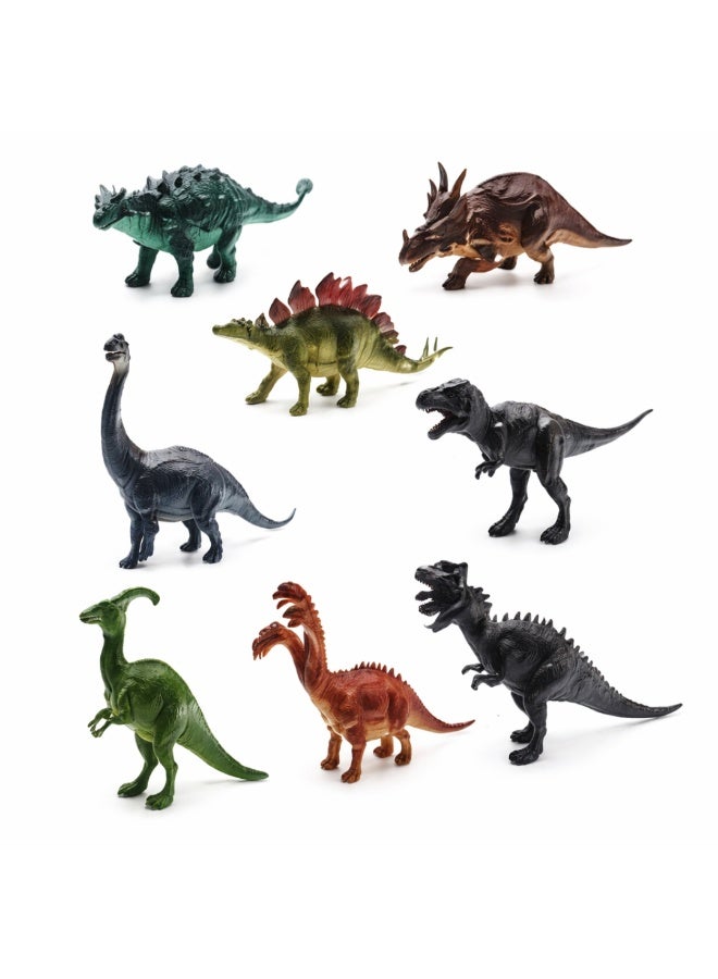 Lukadah 8 Pcs Kids Dinosaur Toys Set, Realistic Plastic Dinosaur Figures for Boys & Girls, Educational Animal Playset with T. rex, Triceratops, Stegosaurus, Brachiosaurus, Learning Toy for Toddlers, Birthday Gift, Imaginative Play Toy Set - Image 1