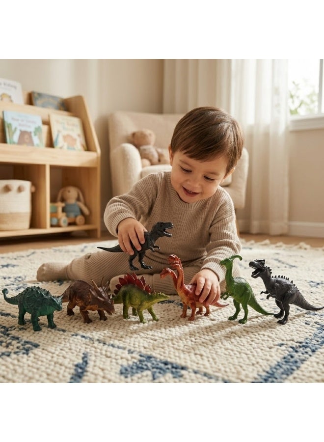 Lukadah 8 Pcs Kids Dinosaur Toys Set, Realistic Plastic Dinosaur Figures for Boys & Girls, Educational Animal Playset with T. rex, Triceratops, Stegosaurus, Brachiosaurus, Learning Toy for Toddlers, Birthday Gift, Imaginative Play Toy Set - Image 3