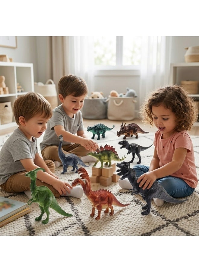 Lukadah 8 Pcs Kids Dinosaur Toys Set, Realistic Plastic Dinosaur Figures for Boys & Girls, Educational Animal Playset with T. rex, Triceratops, Stegosaurus, Brachiosaurus, Learning Toy for Toddlers, Birthday Gift, Imaginative Play Toy Set - Image 5
