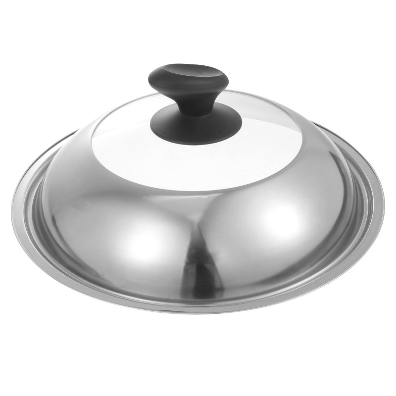 Universal Stainless Steel Pan Cover 32cm With Glass Lid And Heat Resistant Knob - Image 2