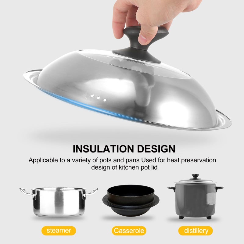 Universal Stainless Steel Pan Cover 32cm With Glass Lid And Heat Resistant Knob - Image 5