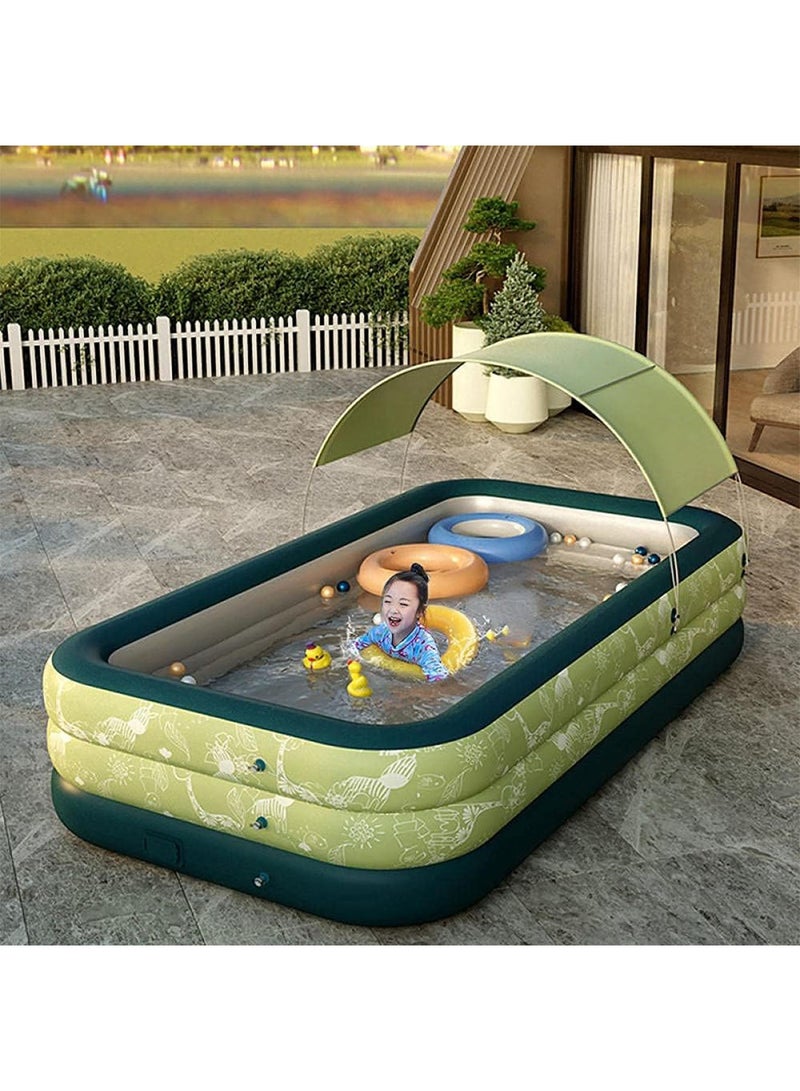 LIMOS Swimming Pool Blow Up Inflatable Automatic with Sun Shade for Family Indoor Outdoor Garden(Green) - Image 1