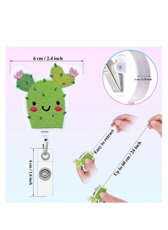 Y&D SYOSI 4 Pieces Felt Retractable Badge Holder, Cactus Reels with Clip ID Name Holder for Office School Worker Doctor Nurse Teacher  - Image 3