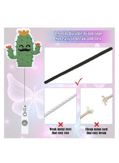 Y&D SYOSI 4 Pieces Felt Retractable Badge Holder, Cactus Reels with Clip ID Name Holder for Office School Worker Doctor Nurse Teacher  - Image 4