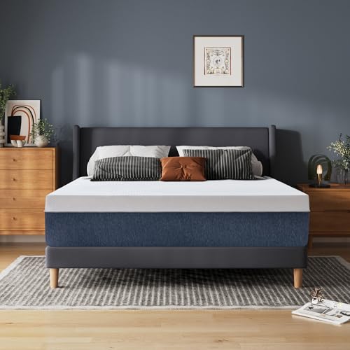 14 Inch King Memory Foam Mattress Gel Cooling Mattress Bed in a Box Fiberglass Free Medium Firm Back Pain Relief CertiPURUS Certified 76x80x14 White
