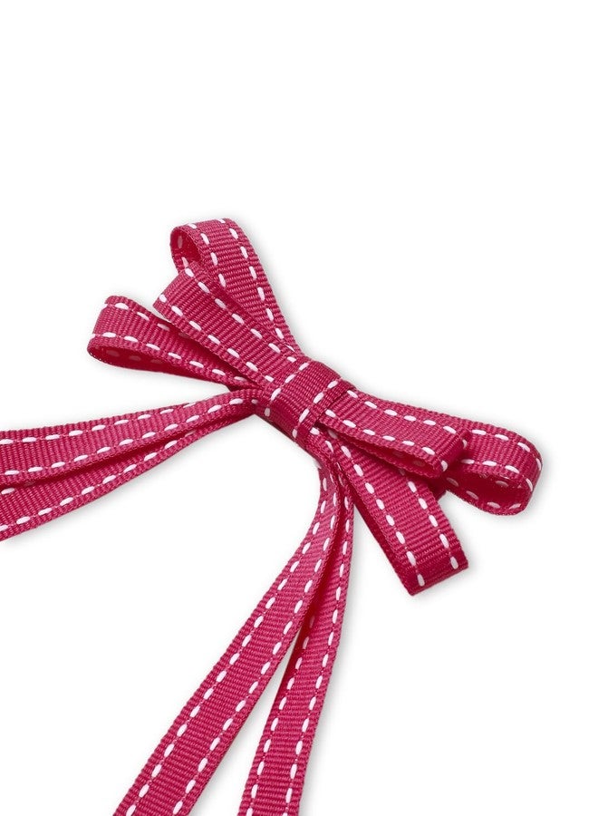 Arendelle Grossgrain Ribbon Long Tail Petite Hair Bow in Dark Pink for Women - Image 3