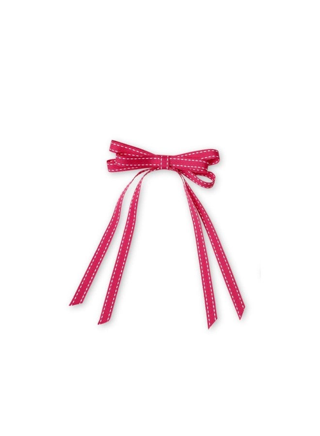 Arendelle Grossgrain Ribbon Long Tail Petite Hair Bow in Dark Pink for Women - Image 1