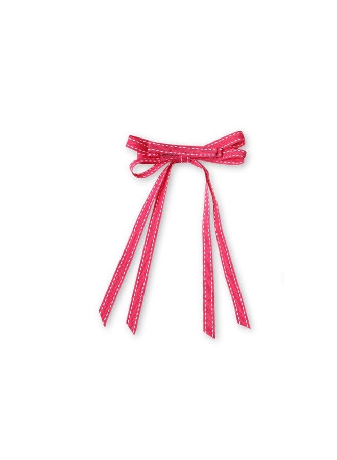 Arendelle Grossgrain Ribbon Long Tail Petite Hair Bow in Dark Pink for Women - Image 2