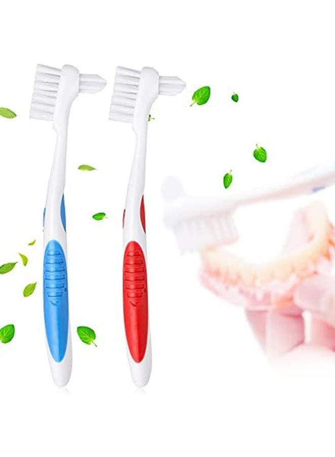 Y-Kelin مجموعة فرشاة تنظيف طقم الأسنان بفرشتين مزدوجتين Y-Kelin 2 قطعة، 1 أحمر، 1 أزرق - Image 1