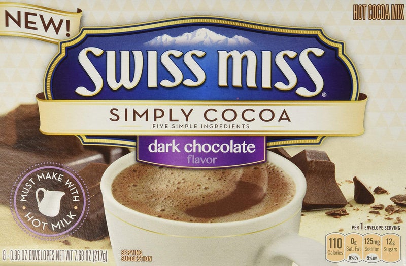 Swiss Miss, Simply Cocoa, Dark Chocolate, Hot Cocoa Mix, 8 Count, 7.68oz Box (Pack of 3) - Image 1