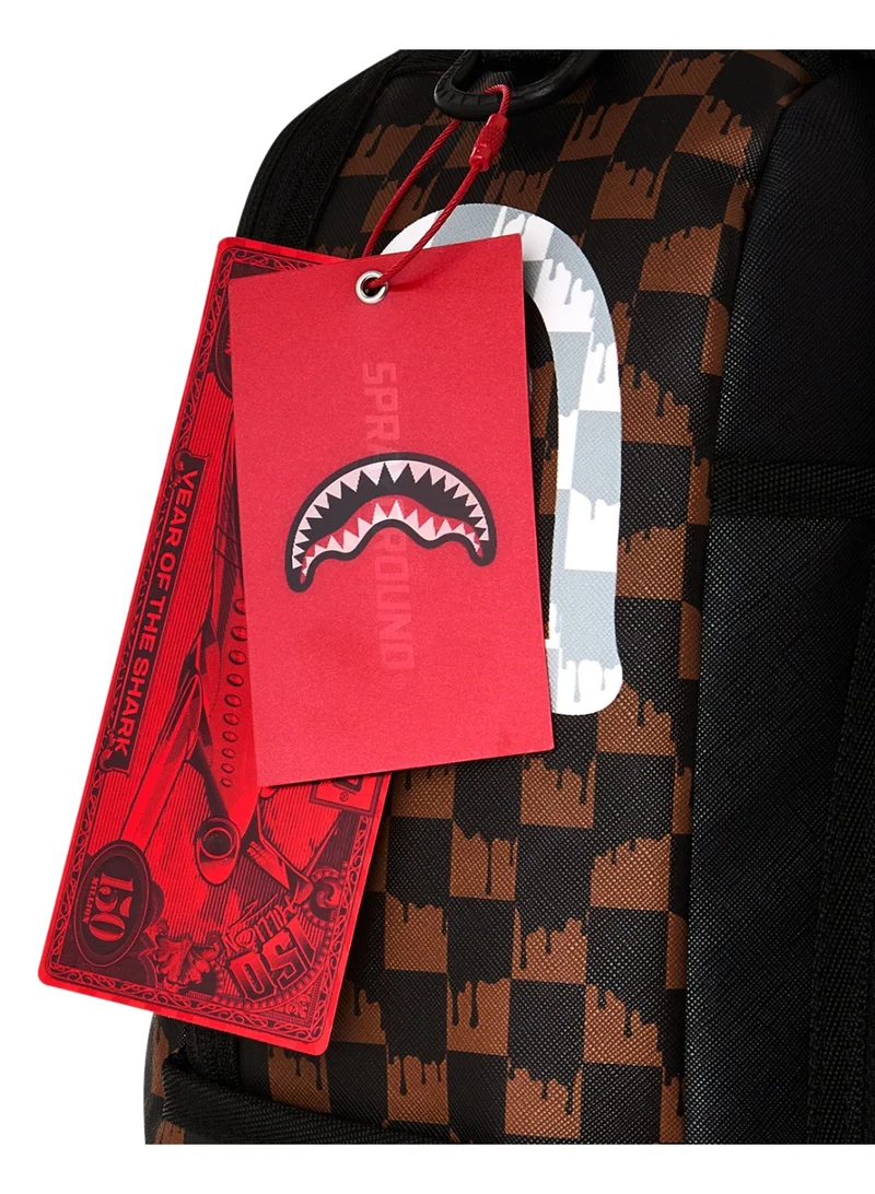 Sprayground  BROWN AND CREAM DRIP CHECK SHARK DLXSV BACKPACK  | Best Price UAE