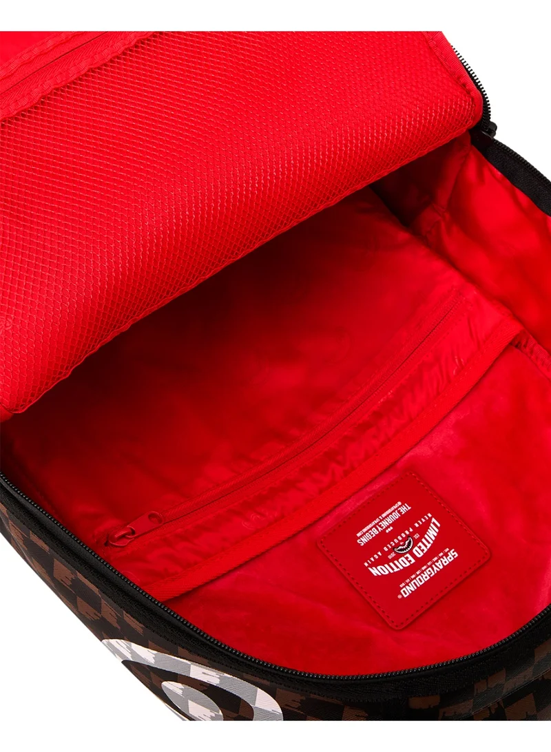 Sprayground  BROWN AND CREAM DRIP CHECK SHARK DLXSV BACKPACK  | Best Price UAE