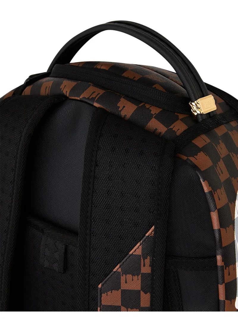 Sprayground  BROWN AND CREAM DRIP CHECK SHARK DLXSV BACKPACK  | Best Price UAE