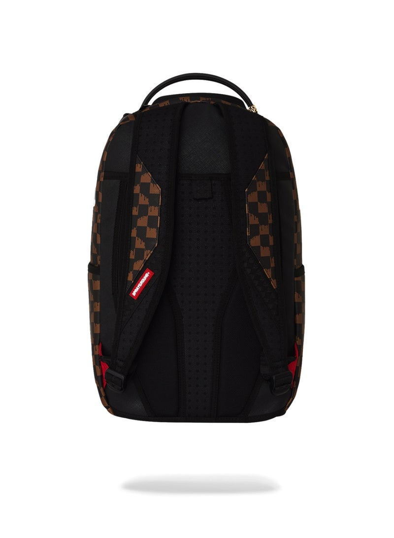 SPRAYGROUND BROWN AND CREAM DRIP CHECK SHARK DLXSV BACKPACK - Image 4