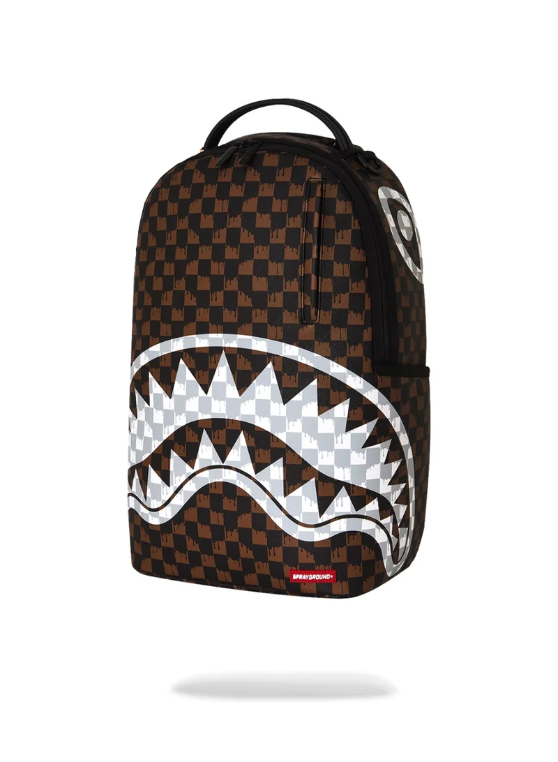Sprayground  BROWN AND CREAM DRIP CHECK SHARK DLXSV BACKPACK  | Best Price UAE