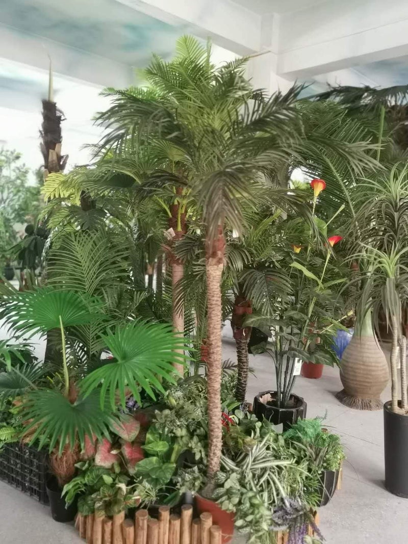 AMERIQUE نبات شجرة النخيل الفينيقي الاستوائي الصناعي بارتفاع 6 أقدام من AMERIQUE مع 15 ورقة كبيرة في وعاء بلاستيكي للشتلات بتقنية الإحساس الطبيعي باللون الأخضر - Image 3