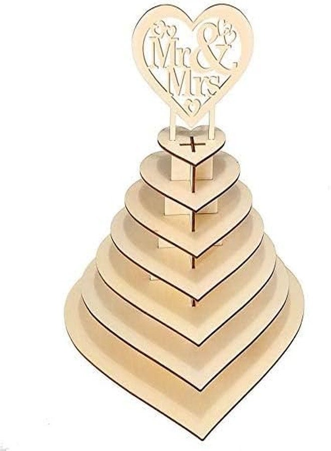 WenffbBou 7-Tiers Wooden Heart Chocolate Display Stand, 16" DIY Dessert Table Tower Rack， Cupcake Chocolate Holder Display Stand for Wedding Birthday Party Valentine's Day Engagement Anniversary Dessert Table - Image 5