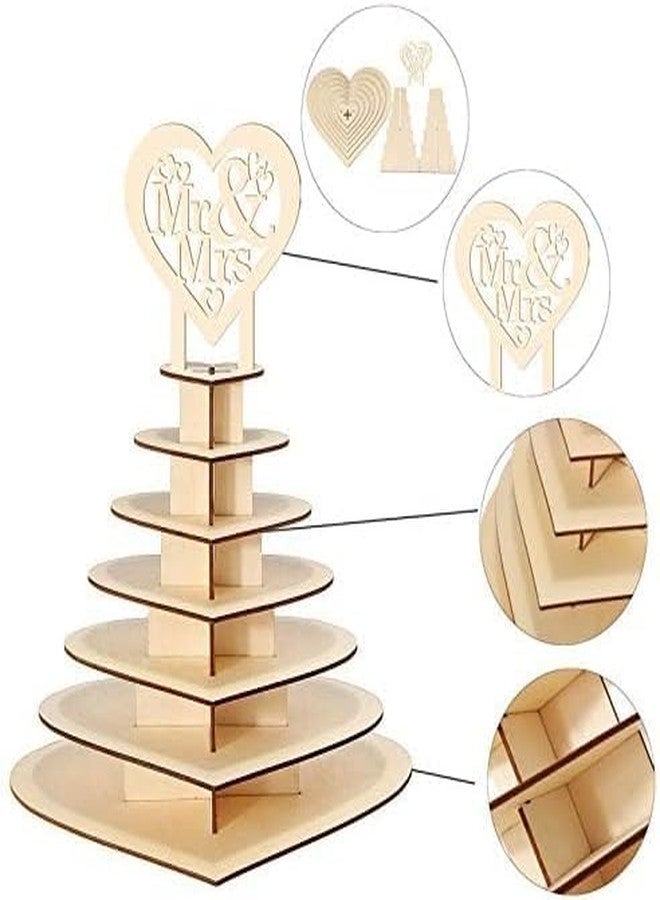 WenffbBou 7-Tiers Wooden Heart Chocolate Display Stand, 16" DIY Dessert Table Tower Rack， Cupcake Chocolate Holder Display Stand for Wedding Birthday Party Valentine's Day Engagement Anniversary Dessert Table - Image 3