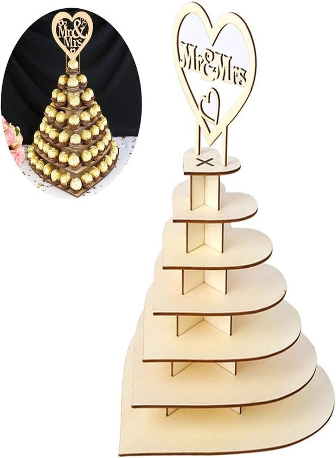 WenffbBou 7-Tiers Wooden Heart Chocolate Display Stand, 16" DIY Dessert Table Tower Rack， Cupcake Chocolate Holder Display Stand for Wedding Birthday Party Valentine's Day Engagement Anniversary Dessert Table - Image 4