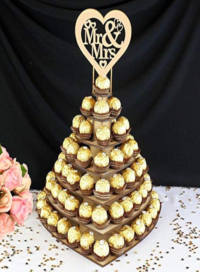 WenffbBou 7-Tiers Wooden Heart Chocolate Display Stand, 16" DIY Dessert Table Tower Rack， Cupcake Chocolate Holder Display Stand for Wedding Birthday Party Valentine's Day Engagement Anniversary Dessert Table - Image 1