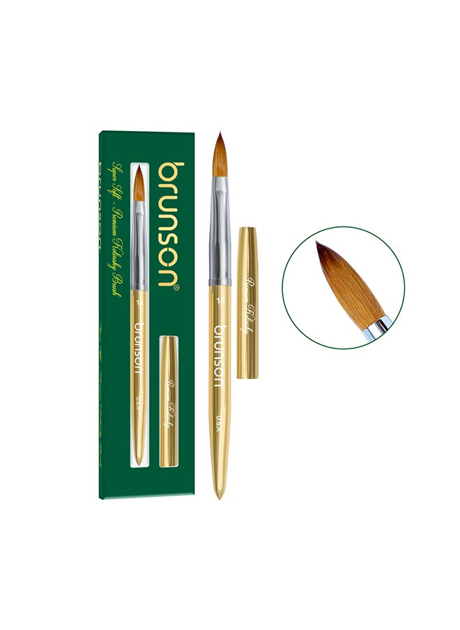 brunson Acrylic Nail Brush 1pc Pure Sable Hair Professional Nail Art Painting Brush for Manicure Pedicure Kolinsky Brush for Acrylic Application Nail Extensions and 3D Nail Carving Size 10  - Image 1