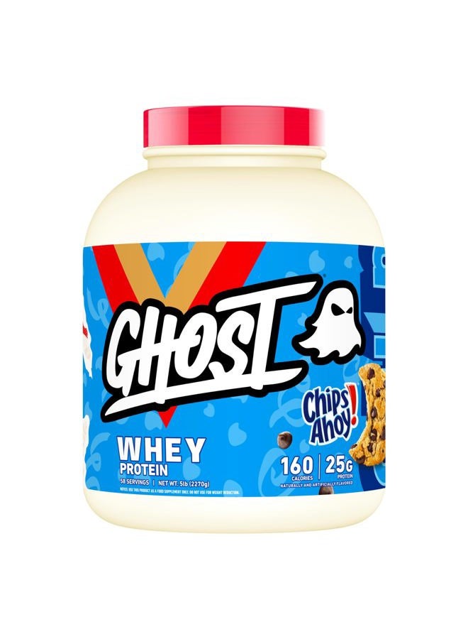 Ghost Whey Protein Powder, Chips Ahoy - 5LB Tub, 25G of Protein - Chocolate Chip Cookie Flavored Isolate, Concentrate & Hydrolyzed Whey Protein Blend - Image 1
