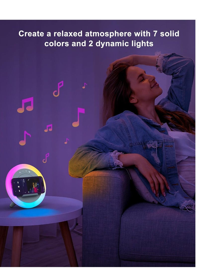 SYOSI Wireless Charging Bluetooth Speaker, Night Light Bluetooth Speaker, Color Changing Bluetooth Speaker Night Light, Wireless Charger Stand LED Music Lamp, Gifts Girls Boys (6.6inch) - Image 3