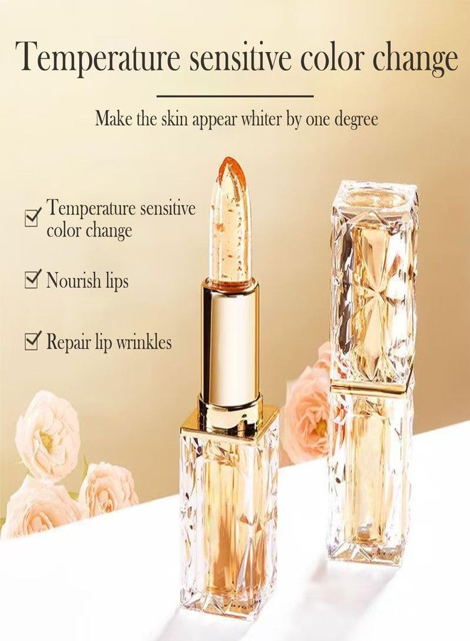 RCSCBC Transferproof Color Changing Lipstick,Gold Crystal Lipstick Color Changing Long Lasting,Vitamin E Nourishing For Cracked & Dry Lips (01) - Image 3