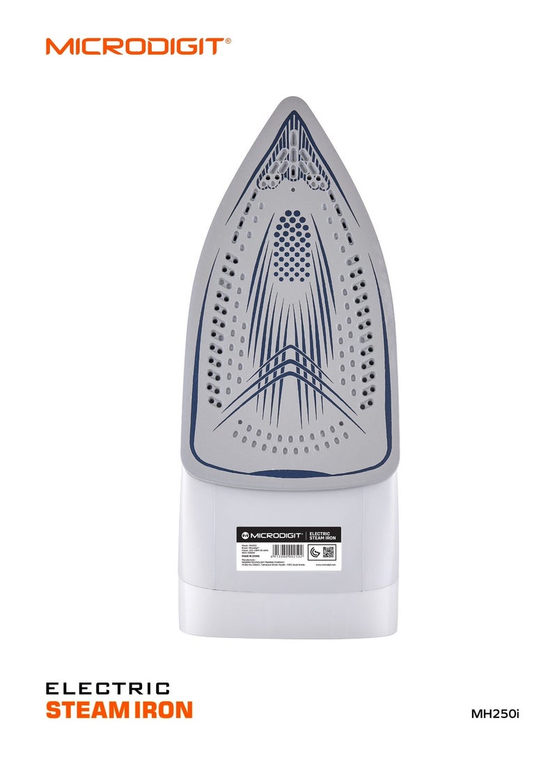 ميكرو ديجيت مكواة بخار بقدرة 2200 واط، وظيفة التجفيف/الرش، قاعدة غير لاصقة، وظيفة البخار العمودي، حماية من الحرارة الزائدة أسود/أبيض - Image 4