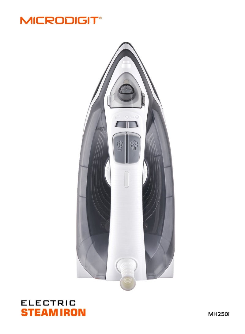 ميكرو ديجيت مكواة بخار بقدرة 2200 واط، وظيفة التجفيف/الرش، قاعدة غير لاصقة، وظيفة البخار العمودي، حماية من الحرارة الزائدة أسود/أبيض - Image 3