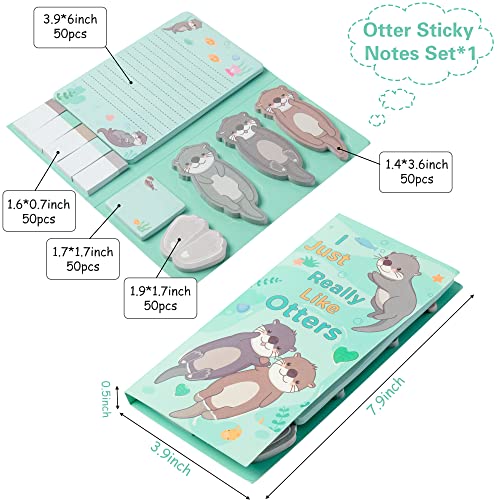 Xqumoi I Just Really Like Otters Sticky Notes Set, 550 Sheets, Cute Cartoon Otters Self-Stick Notes Pads Sea Animal Divider Tabs Bundle Writing Memo Pads Back to School Office Supplies Small Gift - Image 2