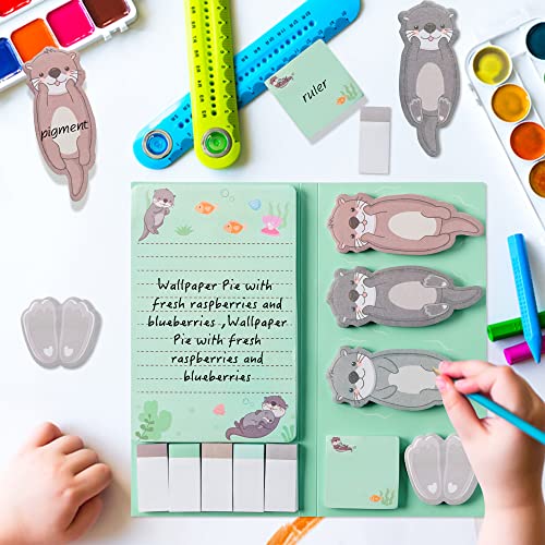 Xqumoi I Just Really Like Otters Sticky Notes Set, 550 Sheets, Cute Cartoon Otters Self-Stick Notes Pads Sea Animal Divider Tabs Bundle Writing Memo Pads Back to School Office Supplies Small Gift - Image 4