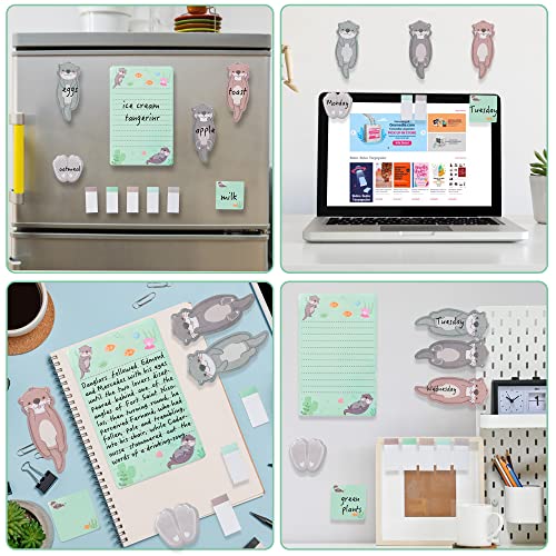 Xqumoi I Just Really Like Otters Sticky Notes Set, 550 Sheets, Cute Cartoon Otters Self-Stick Notes Pads Sea Animal Divider Tabs Bundle Writing Memo Pads Back to School Office Supplies Small Gift - Image 5