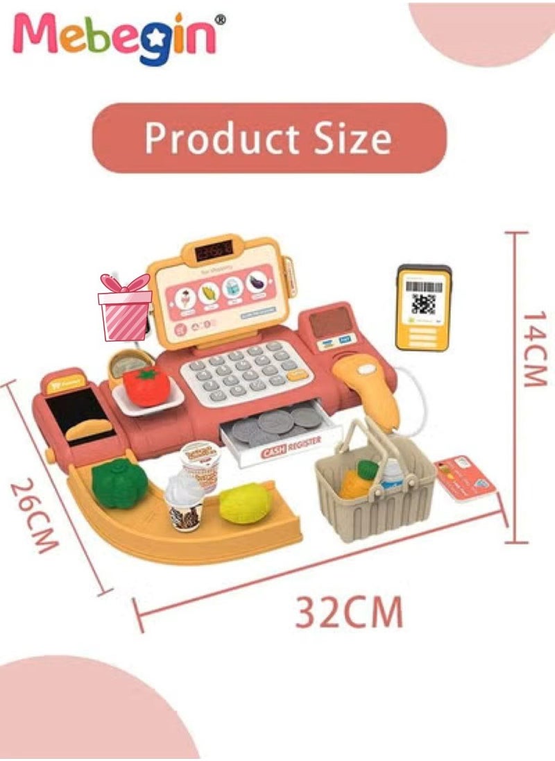 MEBEGIN - Kids Cashier Register Set with Scanner, Walkie-talkie and Other Rich Accessaries, Cashier Machine with Intercom and Calculation Function and Sound, Creative Play House Toys, Educational Gift for Kids, Made of Non-toxic Plastic, 3 AA Batteries Required(Not Included) - Image 1