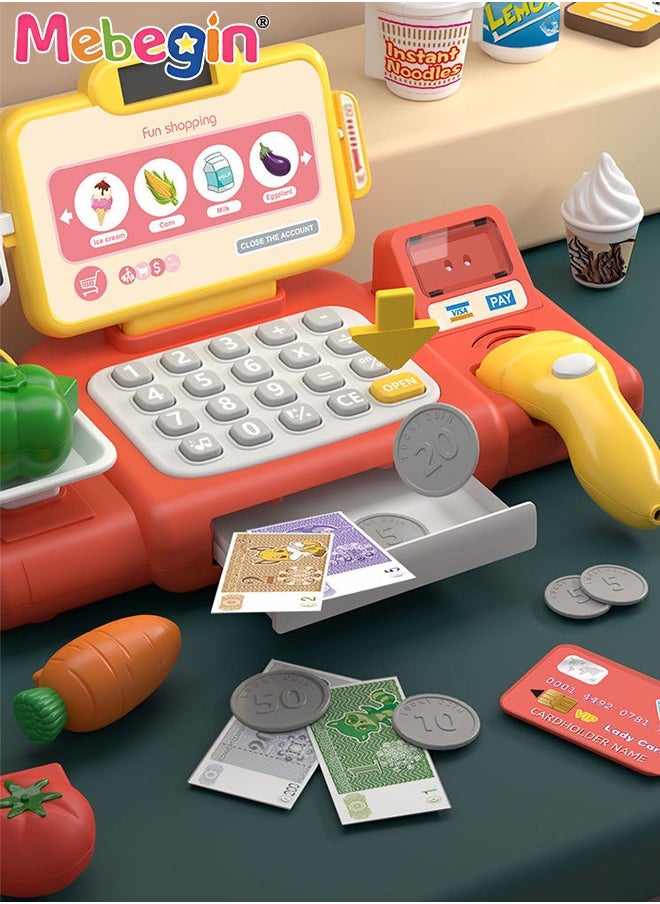 MEBEGIN - Kids Cashier Register Set with Scanner, Walkie-talkie and Other Rich Accessaries, Cashier Machine with Intercom and Calculation Function and Sound, Creative Play House Toys, Educational Gift for Kids, Made of Non-toxic Plastic, 3 AA Batteries Required(Not Included) - Image 1