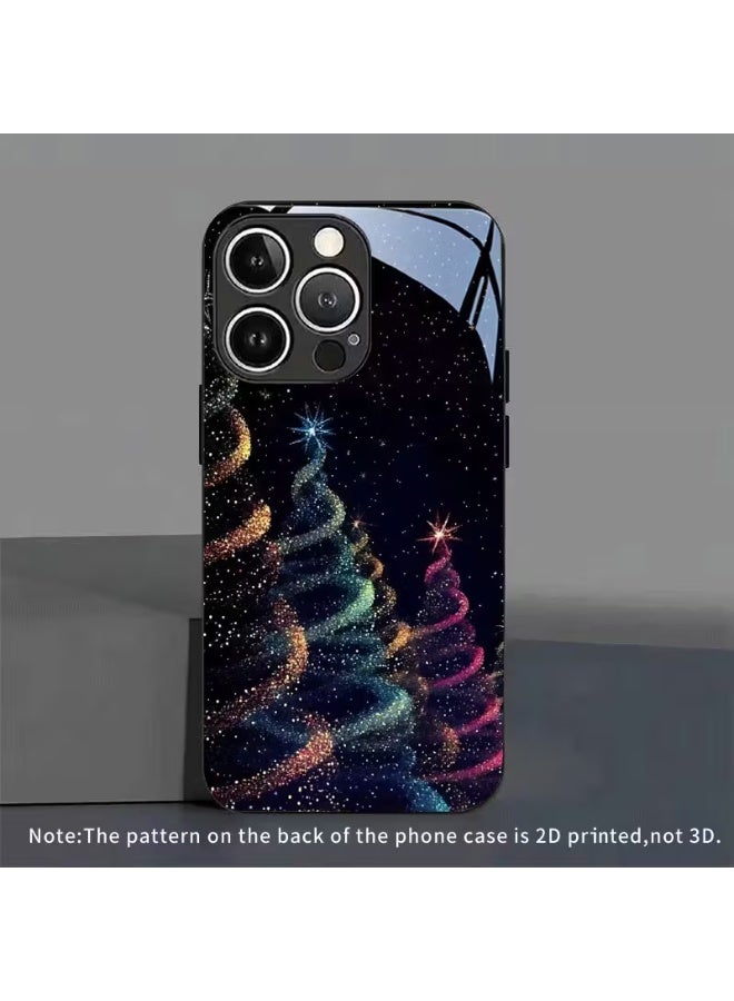 Temu Tempered glass phone case with a light-up Christmas tree design, stylish and protective, shockproof and scratch-resistant, compatible with iPhone 14 Pro Max. - Image 1