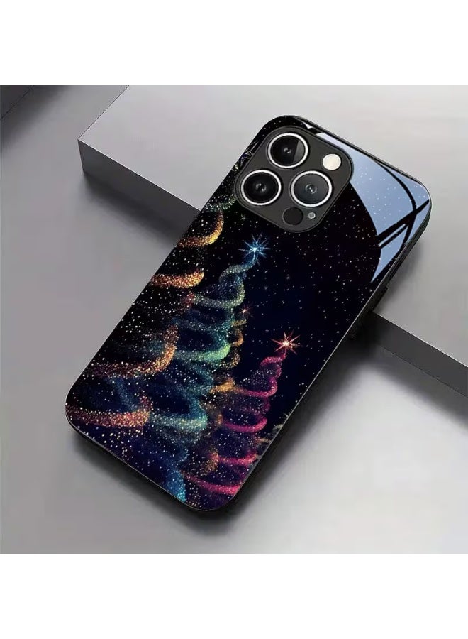 Temu Tempered glass phone case with a light-up Christmas tree design, stylish and protective, shockproof and scratch-resistant, compatible with iPhone 14 Pro Max. - Image 2