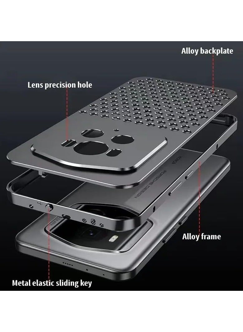 Case Compatible with Honor Magic6 RSR Porsche Design Case, Luxury Honeycomb Heat Dissipation Hollow Aluminum Metal Shockproof Protective Cover for Honor Magic 6 RSR - Image 2