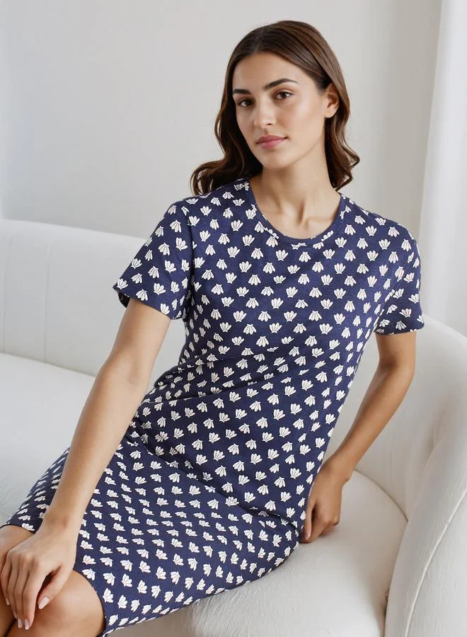 Splash FAV Knee Length Night Dress with Print