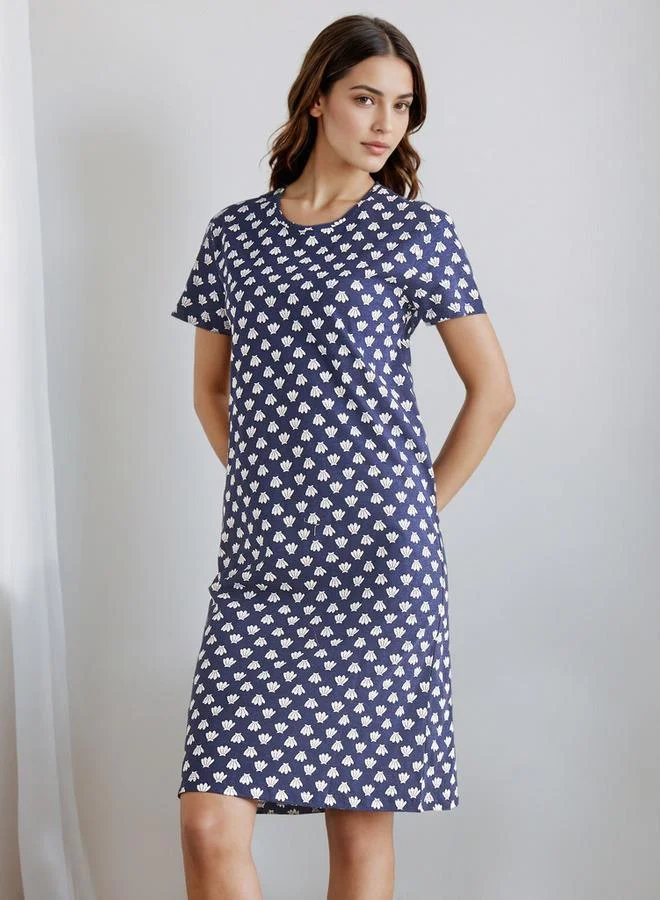 Splash FAV Knee Length Night Dress with Print