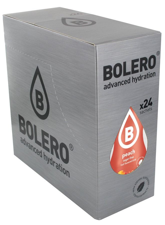 Bolero Advanced Hydration drink Packets Classic Sachets, Sugar-Free Water Flavoring Packets, Calorie-Free Powder Drink  peach flavour  9 GM/ PC  24 PCS