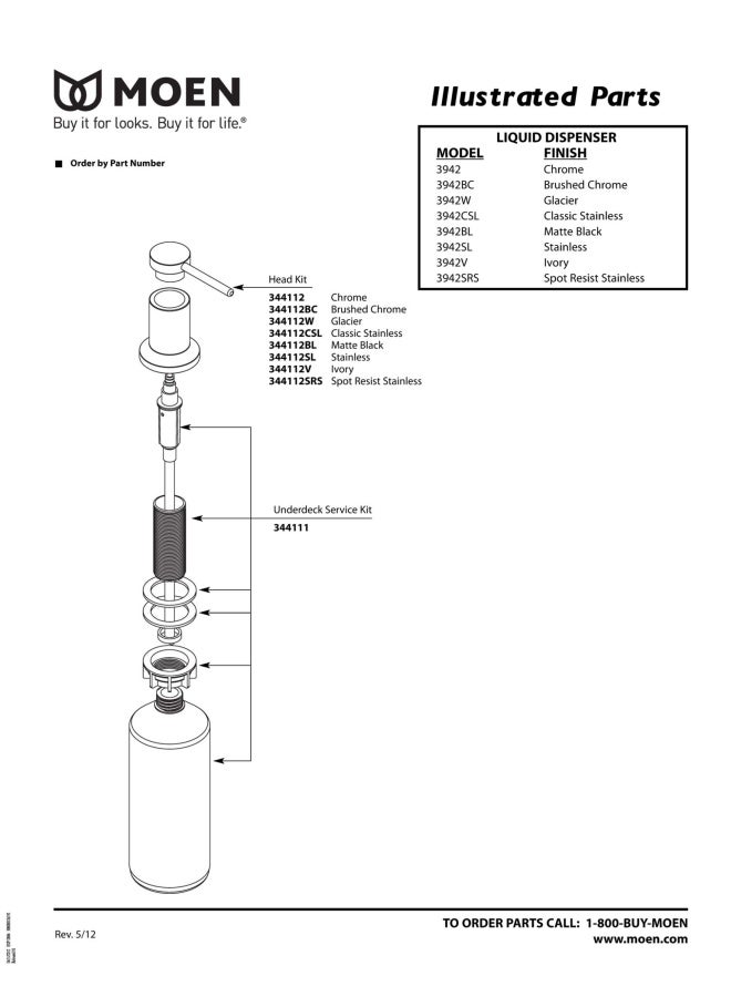 Moen 3942 Deck Mounted Kitchen Soap Dispenser With Above The Sink Refillable Bottle Chrome - Image 3