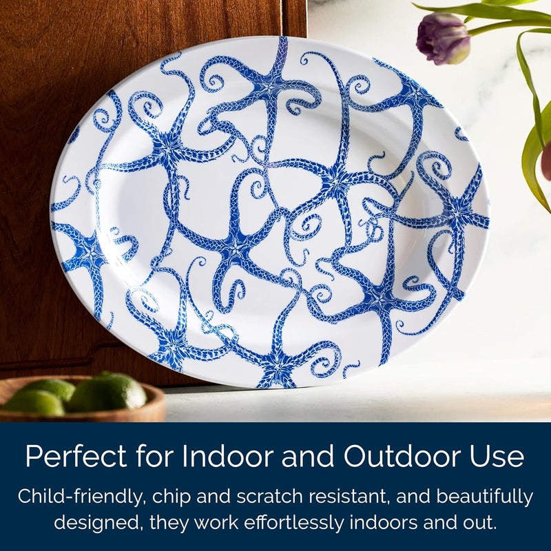 CASKATA Starfish Melamine Large Platter  Large Platter for Entertaining and Everyday Use  Perfect for Home Beach Pool and Gifting  Blue on White Color  16 x 12 in - Image 5