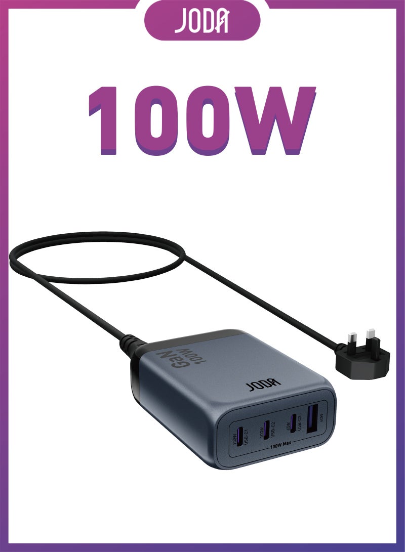 JODA Voltix 100W GaN Fast Desktop Charger – 4-Port USB Hub for Quick Charging ⚡ | Universal Fast Charger for Phones, Laptops, Tablets, and More 🔌📱💻 | GaN Technology for Efficient Power Delivery - Image 1