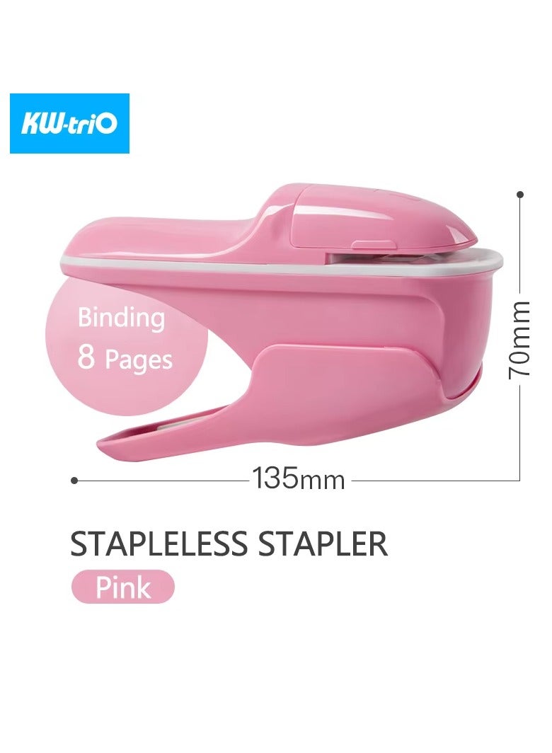 كيه دبليو تريو دباسة ورق KW-triO بدون دبابيس، دباسة بلاستيكية محمولة بدون دبابيس، تجليد 8 ورقات من الورق، لوازم مكتبية - Image 1