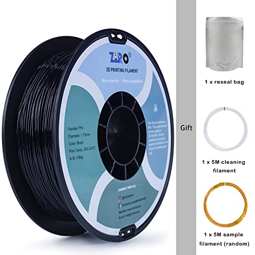 ZIRO TPU Filament 1.75mm 3D Printer Filament, Shore 95A Hardness TPU, Flexible Soft Material, 0.8KG/1.8lbs Spool, Fit Most FDM 3D Printers, Black - Image 5
