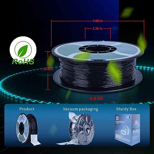 ZIRO TPU Filament 1.75mm 3D Printer Filament, Shore 95A Hardness TPU, Flexible Soft Material, 0.8KG/1.8lbs Spool, Fit Most FDM 3D Printers, Black - Image 4