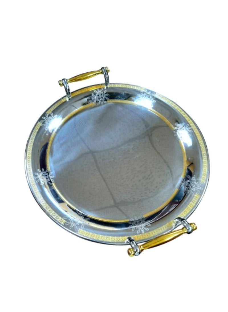 جاز طقم صوانى مدور استانليس ذهبى 3 مقاسات - Image 2